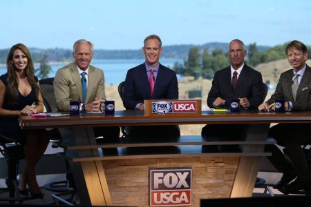 Holly Sonders, Greg Norman, Joe Buck, Corey Pavin & Brad Faxon
