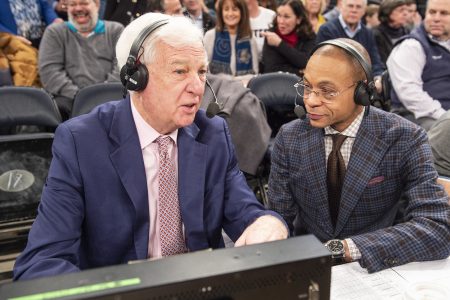 Bill Raftery and Gus Johnson at the 2019 BIG EAST Tournament
