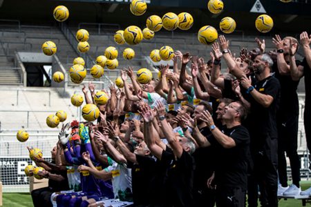 MOENCHENGLADBACH, GERMANY - AUGUST 01: Impressions during the team presentation at Borussia-Park on August 01, 2019 in Moenchengladbach, Germany. at Borussia-Park on August 01, 2019 in Moenchengladbach, Germany. (Photo by Christian Verheyen/Borussia Moenchengladbach via Getty Images)