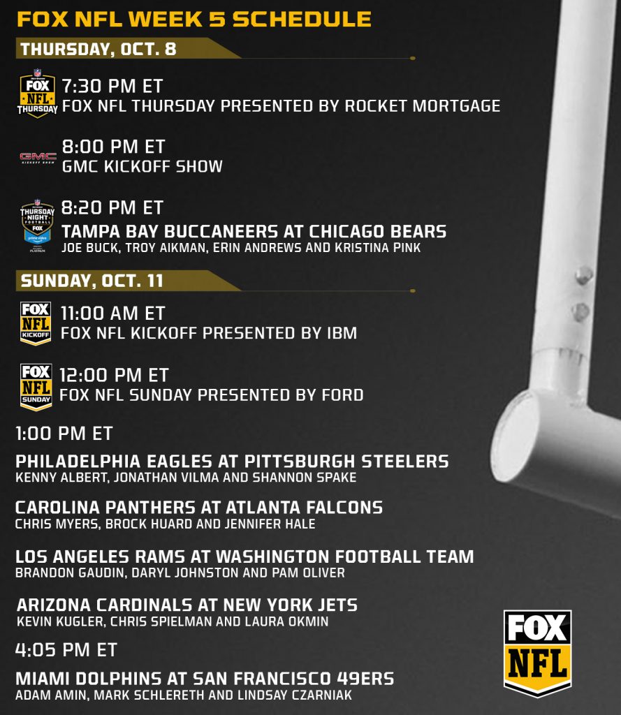 FOX NFL Week 5 Schedule and Regionalization Fox Sports Press Pass