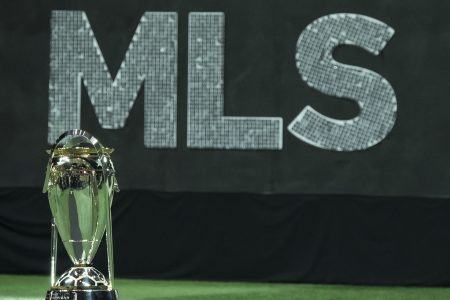 ATLANTA, GA - DECEMBER 08: The Phillip P. Anschutz MLS CUP trophy at the pregame activities of the 2018 Audi MLS Cup Championship match between Atlanta United and the Portland Timbers at the Mercedes Benz Stadium on December 08, 2018 in Atlanta, GA. Atlanta United won the match with a score of 2 to 0. (Photo by Ira L. Black/Corbis via Getty Images)