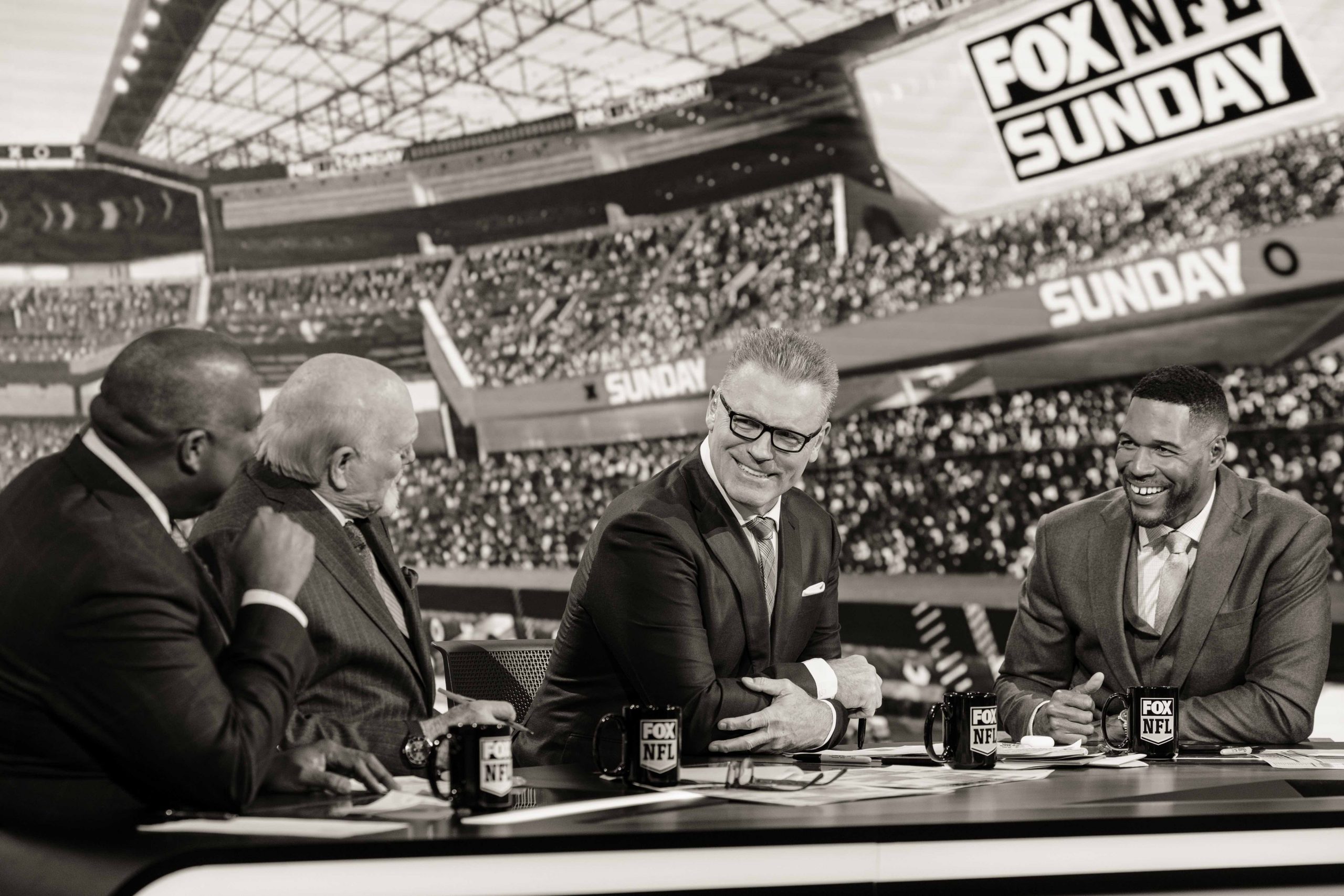 Howie Long in the middle of a moment during the show